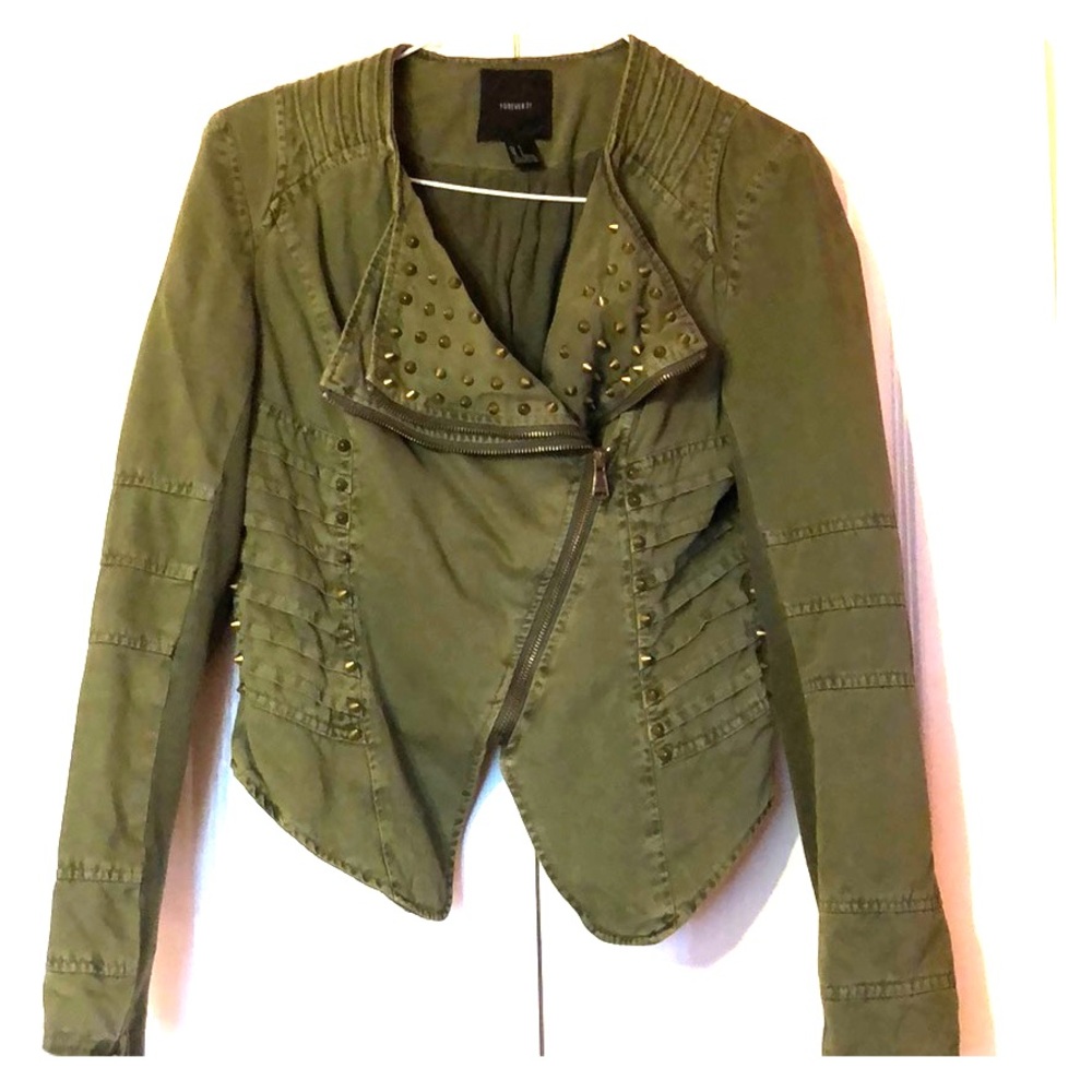 Olive Green Studded Jacket